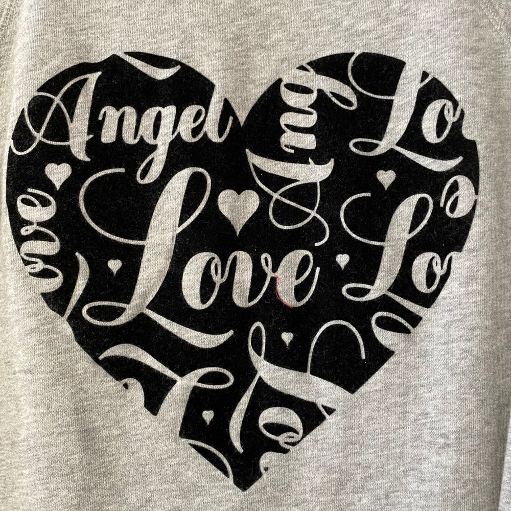 Victoria's Secret Pink Angel Wings Hoodie Gray Heart Graphic Vintage Y2K Zip XL